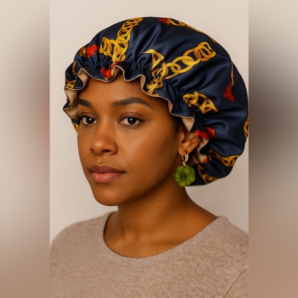 Luxury Chain Print Bonnet – Adult Size | Silk Lined